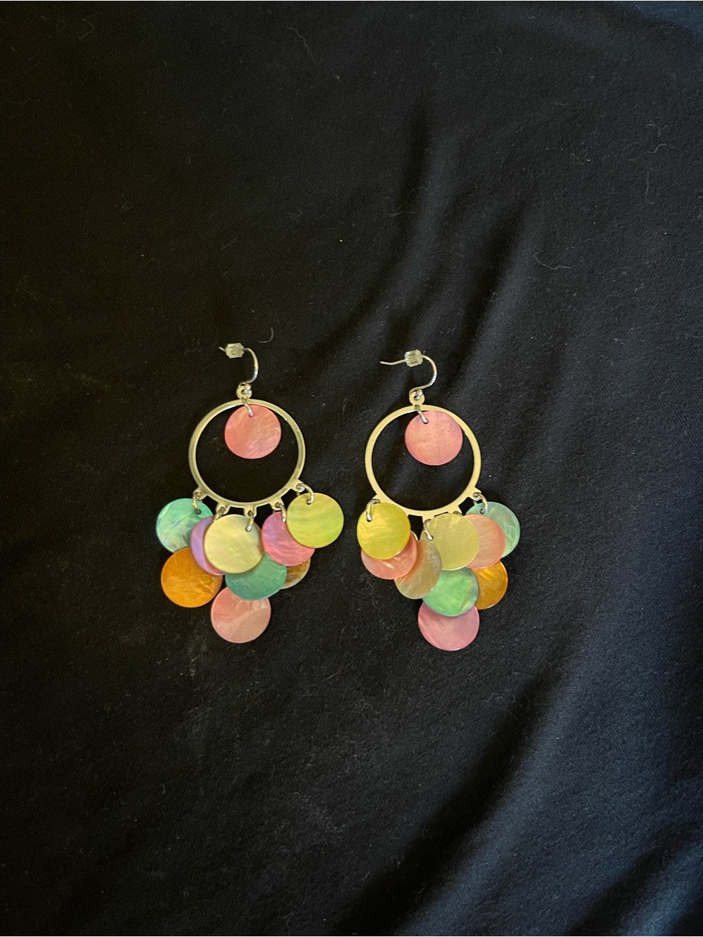 Lia Sophia Multicolor Disc Dangle Hoop Earrings